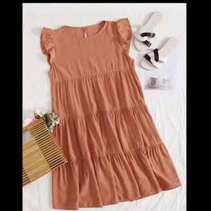 Ruffle Armhole Layered Smock Dress